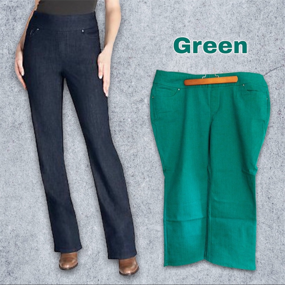 Denim & Co Petite Perfect Denim Smooth Waist Pull-On Boot Cut Jeans 26WP A230659